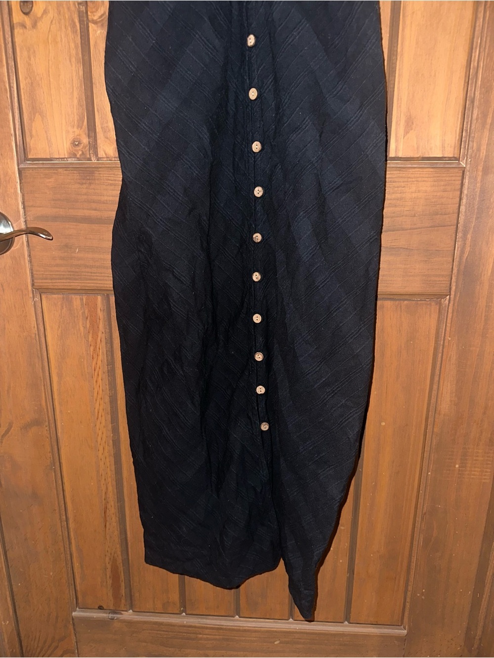 Free People Navy Button-Front V-Neck Midi Dress - Picture 5 of 9